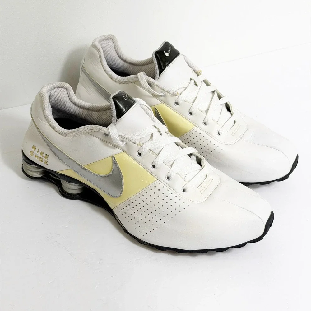 Nike Shox Turbo 12 Mens 11.5 White Yellow Silver Running Shoes 317547-103